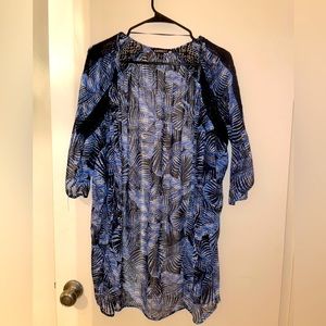 Express Sheer Blue Tropical Kimono Size XS
